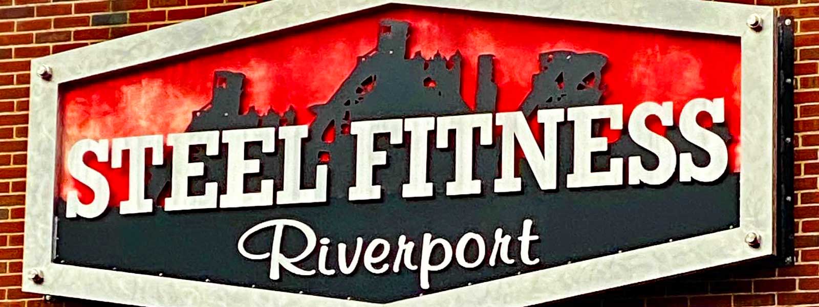 steel fitness riverport sign on the building